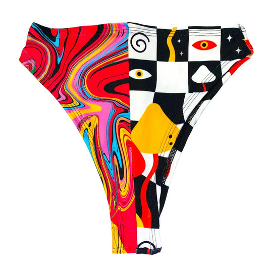 MIDNIGHT SWIRL | Split High Waisted High Cut Bottoms, Festival Bottoms, Rave Bottoms, Black Rave Outfit