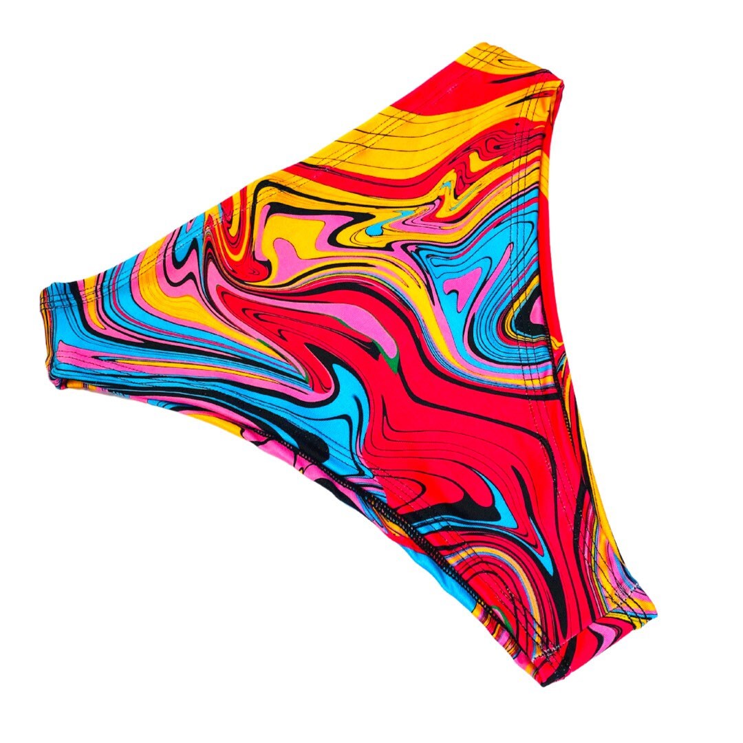 MIDNIGHT SWIRL | High Waisted High Cut Bottoms, Festival Bottoms, Rave Bottoms, Black Rave Outfit