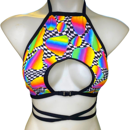 RETRO RAVE | Cut Out Buckle Halter Top, Women's Festival Top, Rave Top