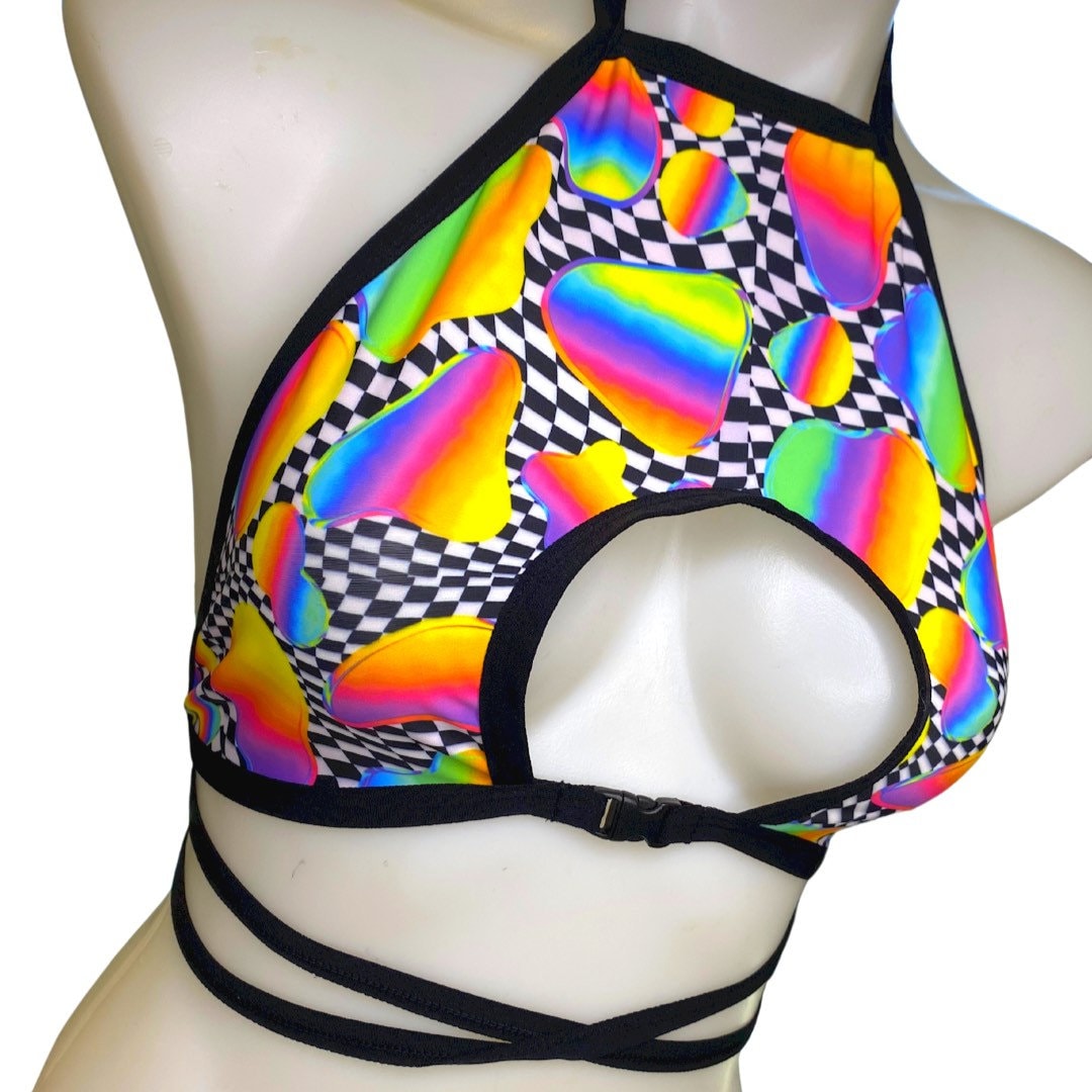 RETRO RAVE | Cut Out Buckle Halter Top, Women's Festival Top, Rave Top