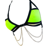 BASIC B*TCH | Neon Green | Chain Cage Top, Festival Top, Rave Top with Chains