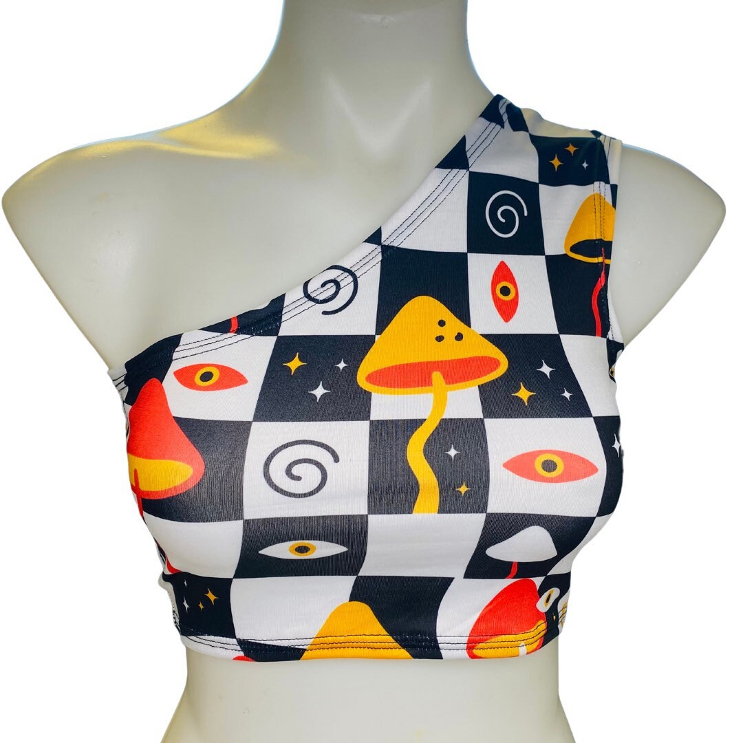 MIDNIGHT TRIP | One Shoulder Top, Women's Festival Top, Rave Top