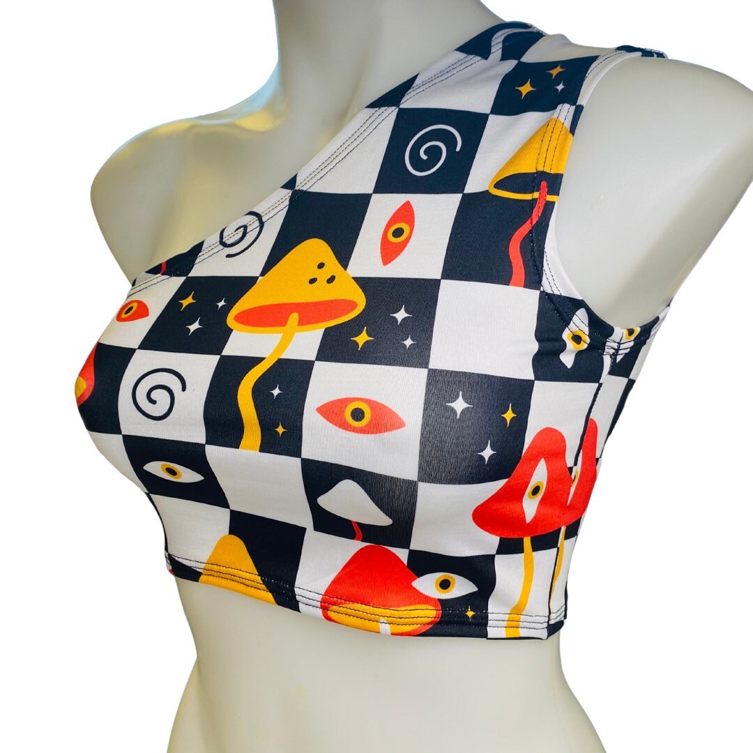 MIDNIGHT TRIP | One Shoulder Top, Women's Festival Top, Rave Top