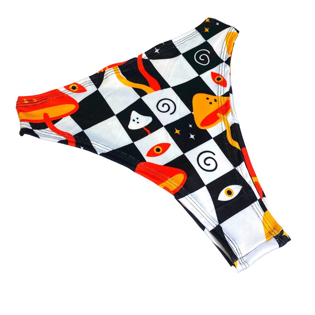 MIDNIGHT TRIP | High Waisted High Cut Bottoms, Festival Bottoms, Rave Bottoms, Black Rave Outfit