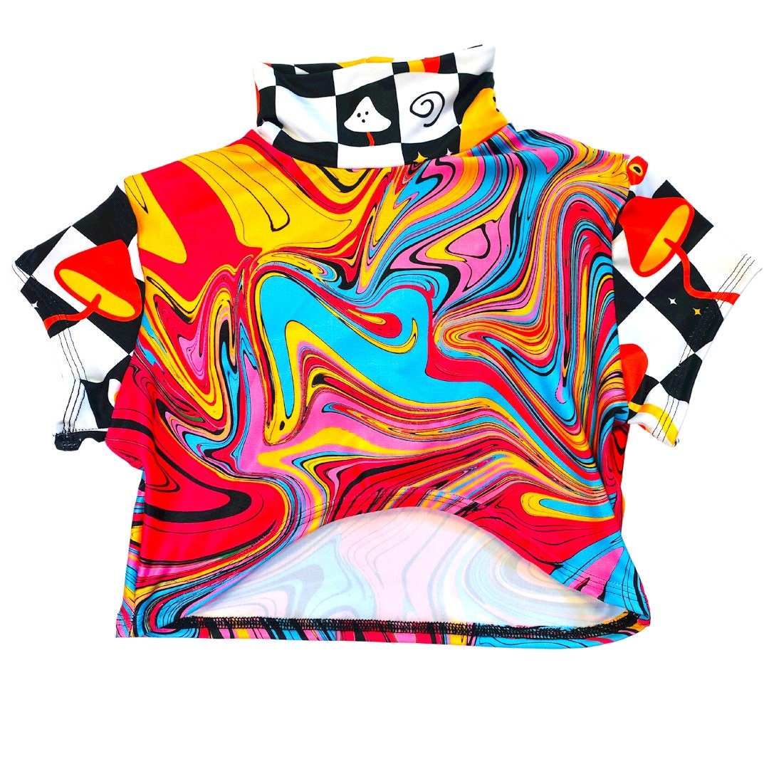 MIDNIGHT SWIRL | Crop Turtle Neck, Women's Festival Top, Rave Top