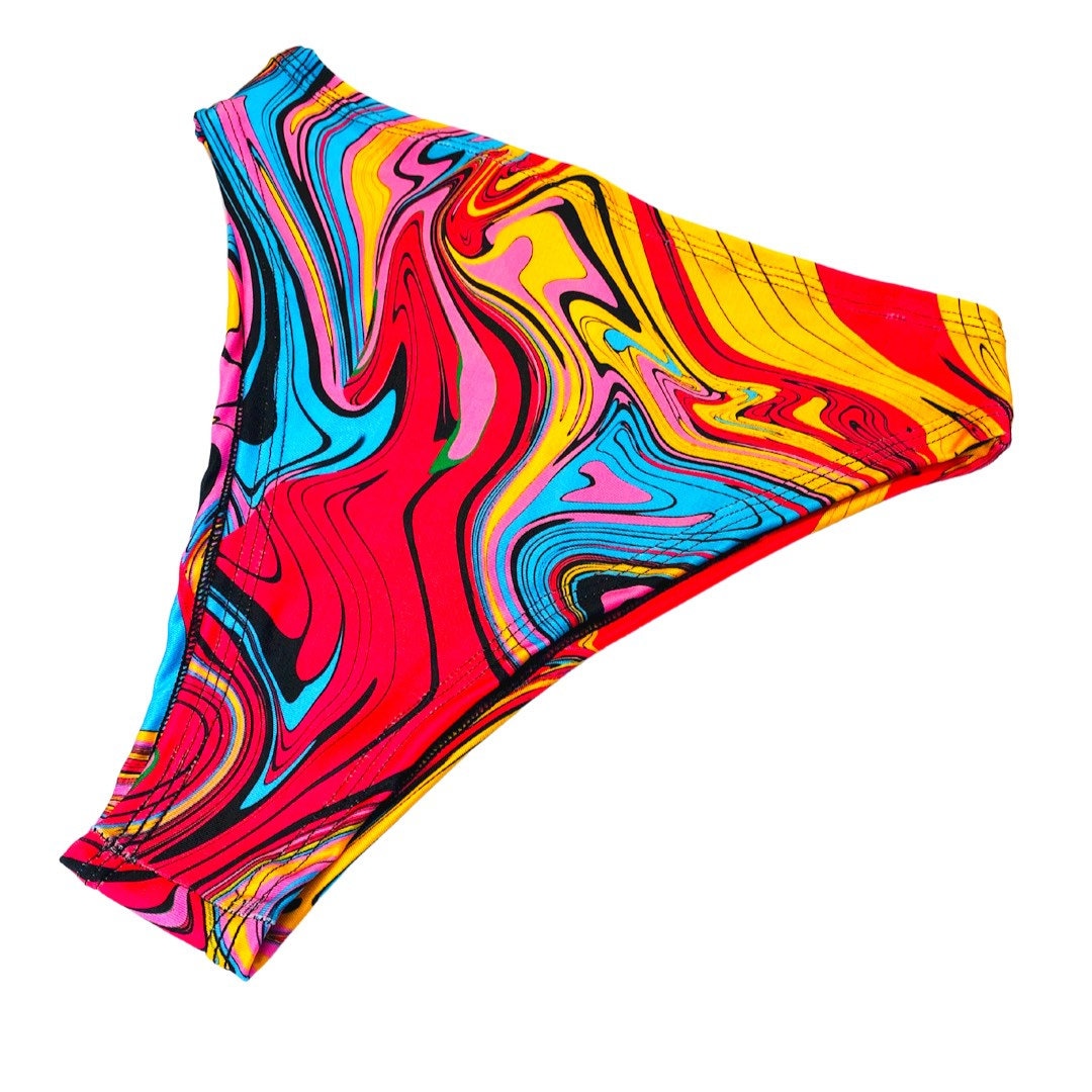 MIDNIGHT SWIRL | High Waisted High Cut Bottoms, Festival Bottoms, Rave Bottoms, Black Rave Outfit