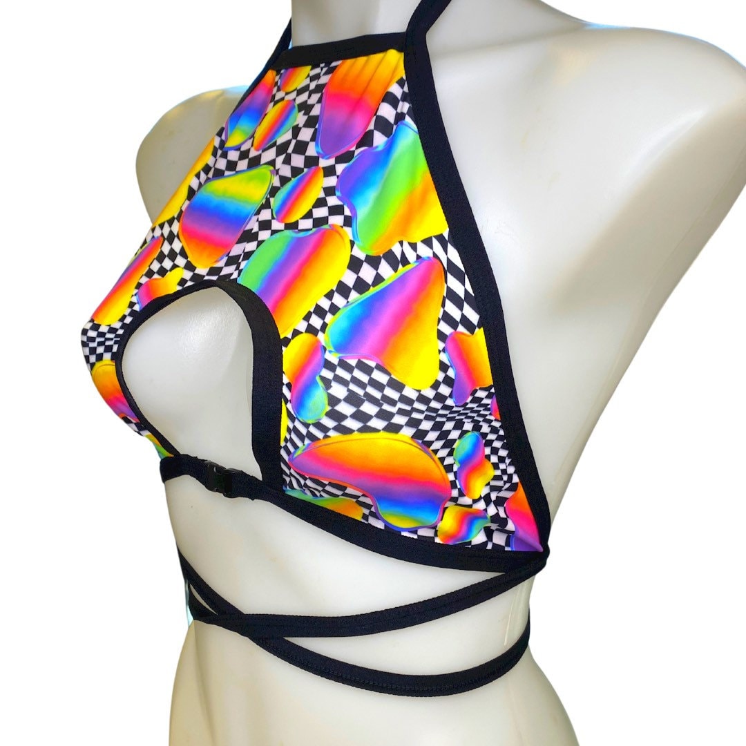 RETRO RAVE | Cut Out Buckle Halter Top, Women's Festival Top, Rave Top