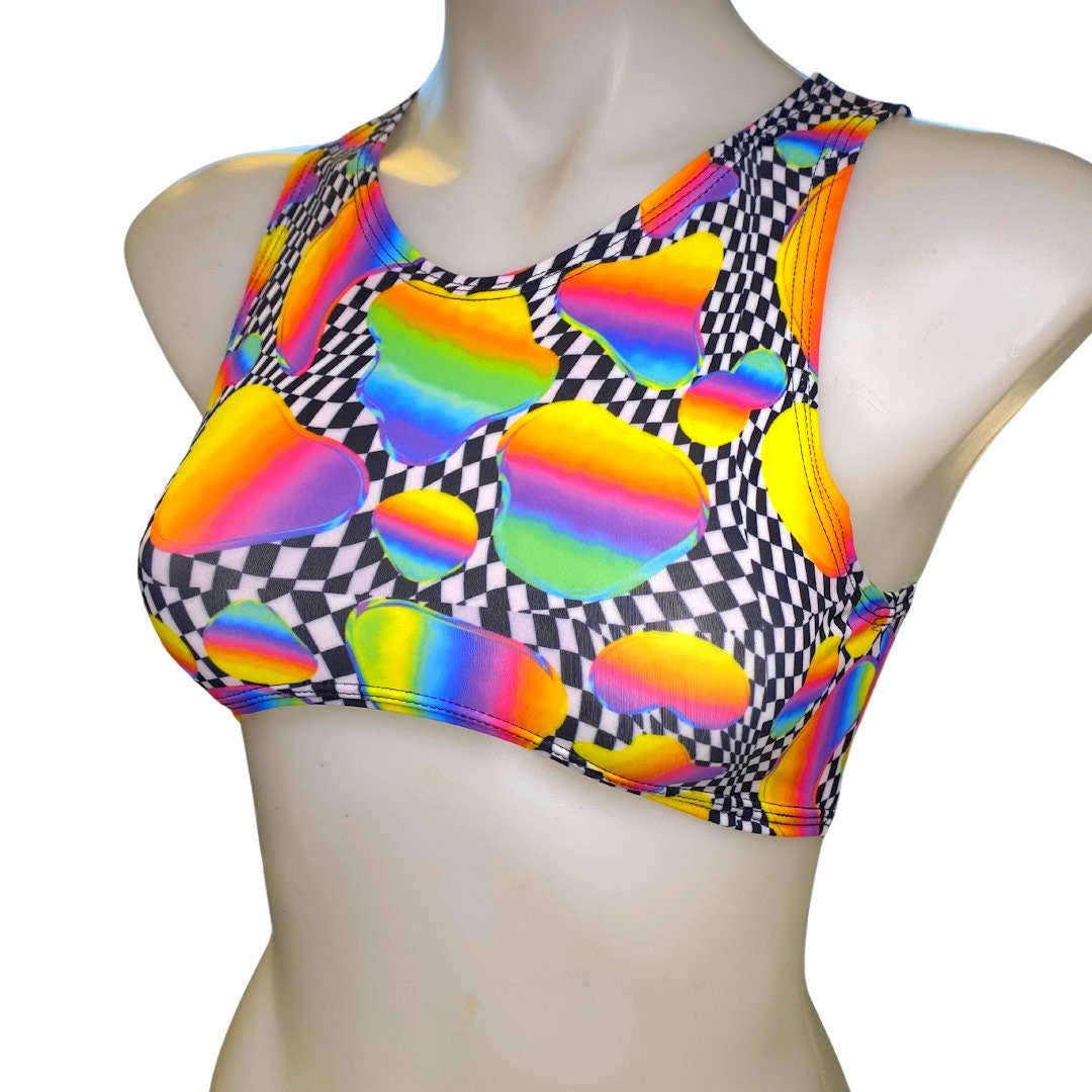 RETRO RAVE | Underboob Sporty Crop Top, Women's Festival Top, Rave Top