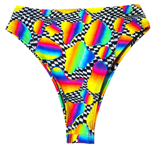 RETRO RAVE | High Waisted High Cut Bottoms, Festival Bottoms, Rave Bottoms, Black Rave Outfit