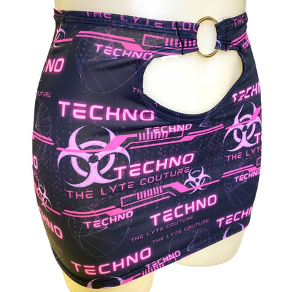 PINK TECHNO | Cut-Out Bodycon Mini Skirt, Rave Skirt, Festival Bottom