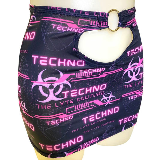 PINK TECHNO | Cut-Out Bodycon Mini Skirt, Rave Skirt, Festival Bottom