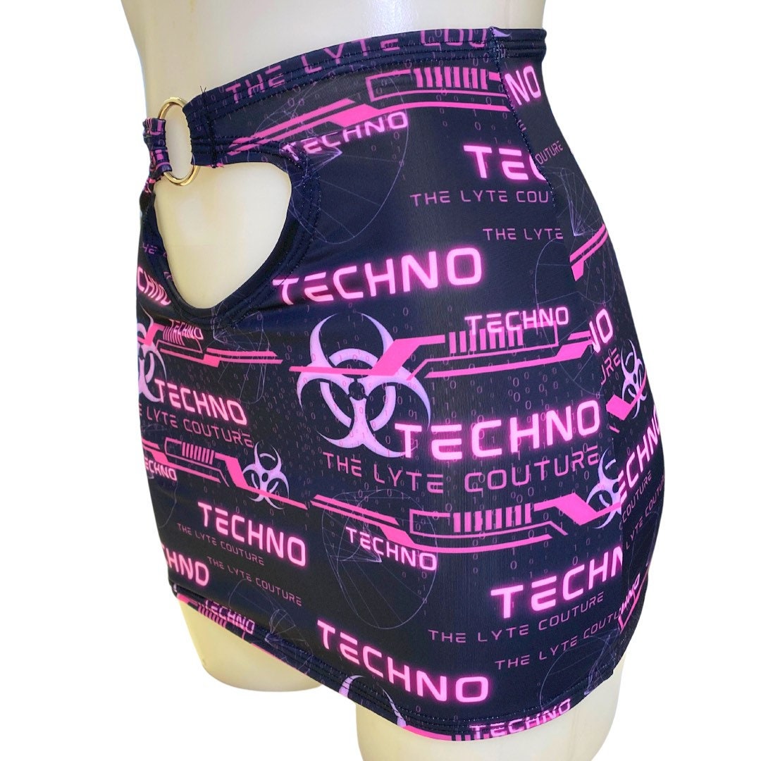 PINK TECHNO | Cut-Out Bodycon Mini Skirt, Rave Skirt, Festival Bottom