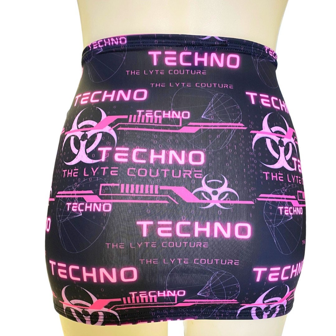PINK TECHNO | Cut-Out Bodycon Mini Skirt, Rave Skirt, Festival Bottom