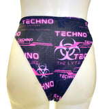PINK TECHNO | High Waisted High Cut Chain Bottoms wit cut out, Festival Bottoms, Rave Bottoms, Black Rave Outfit