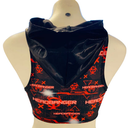 HEADBANGER | Crop Top with Hood Women's Festival Top, Rave Top