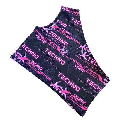 PINK TECHNO | One Shoulder Top, Women's Festival Top, Rave Top