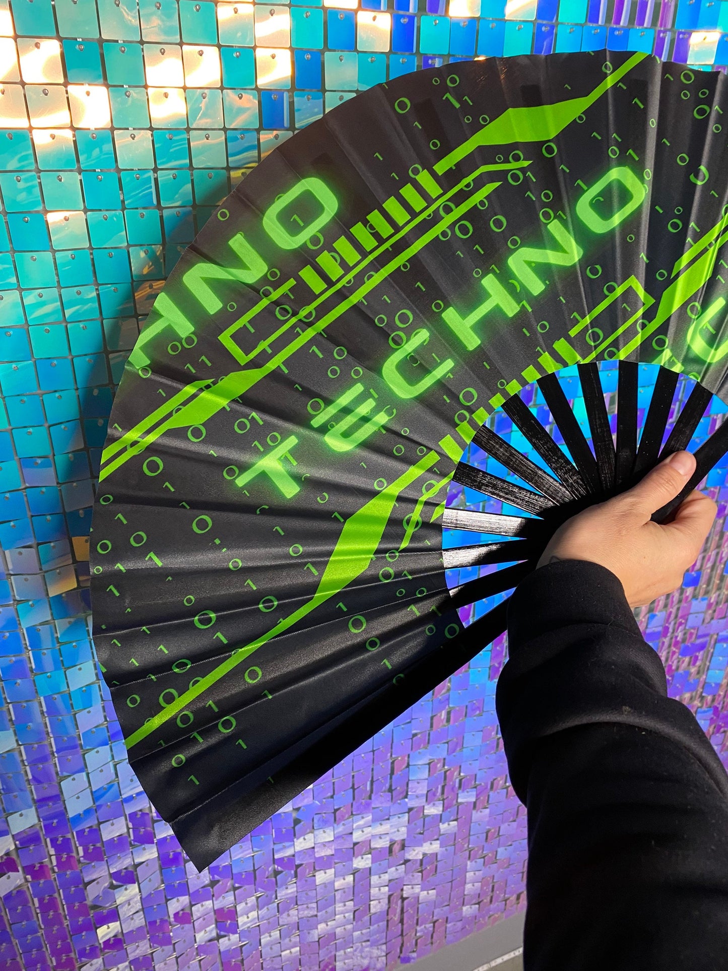 GREEN TECHNO | Hand Fan, Rave Accessories, Festival Fan