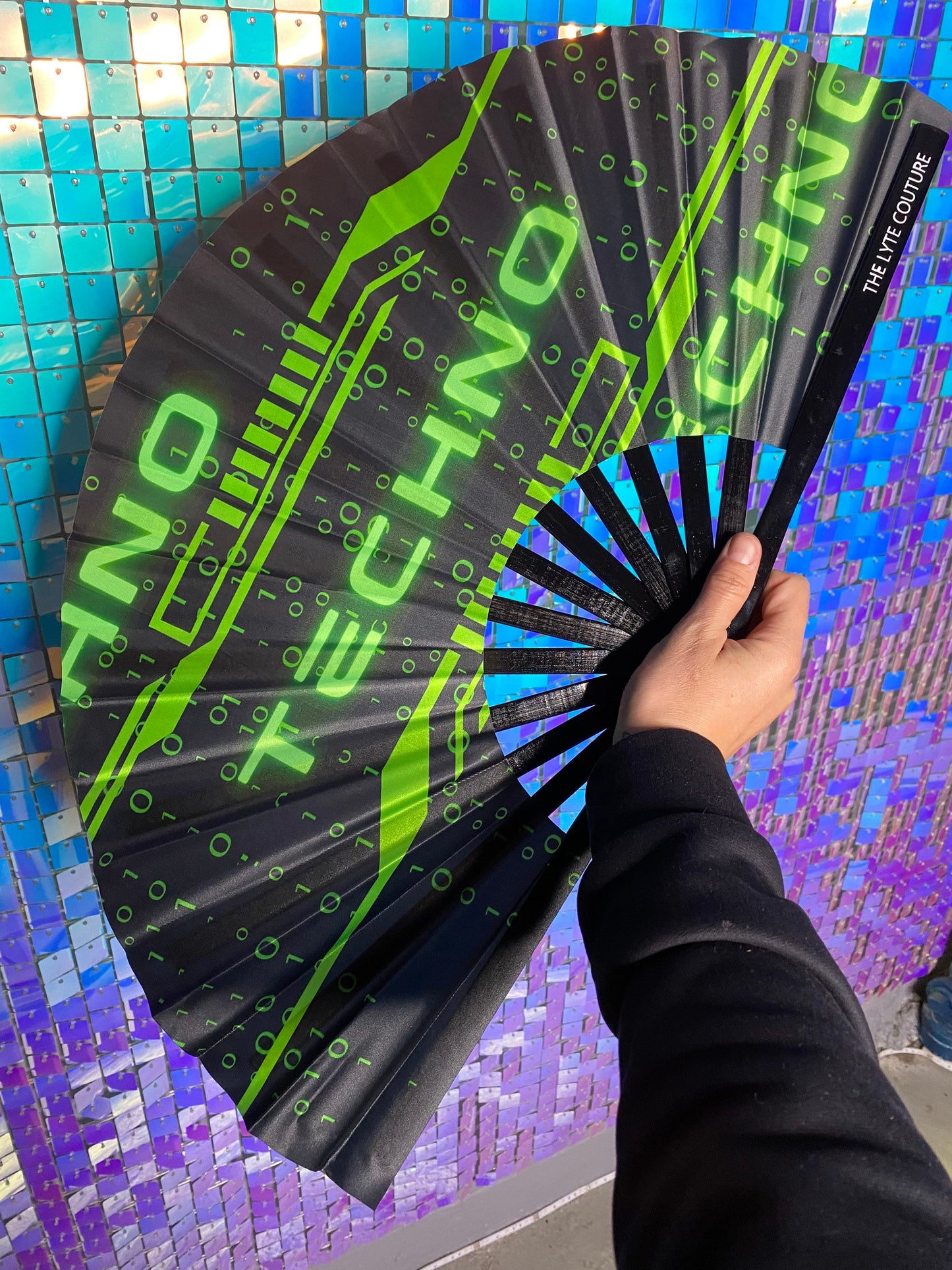 GREEN TECHNO | Hand Fan, Rave Accessories, Festival Fan