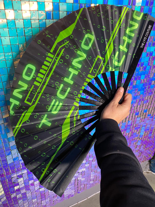 GREEN TECHNO | Hand Fan, Rave Accessories, Festival Fan