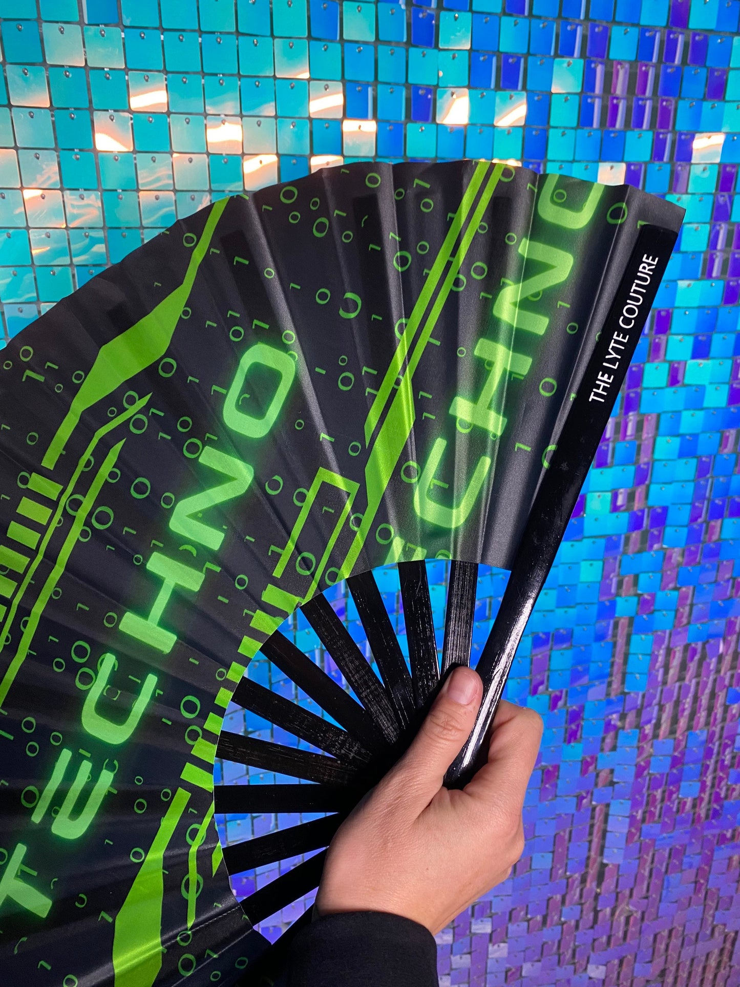 GREEN TECHNO | Hand Fan, Rave Accessories, Festival Fan