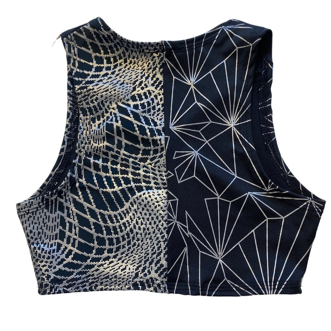 TRI COLOR| Reflective + Black | Ready To Ship | Limited Edition Sporty Crop Top, Women's Festival Top, Rave Top