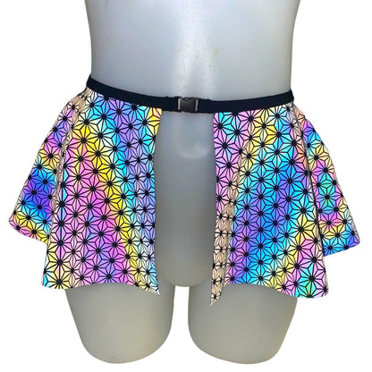 SACRED GEO | REFLECTIVE | Ultra Mini Buckle Skirt, Rave Skirt, Festival Bottom
