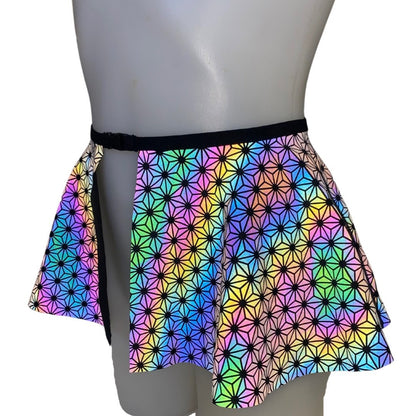 SACRED GEO | REFLECTIVE | Ultra Mini Buckle Skirt, Rave Skirt, Festival Bottom