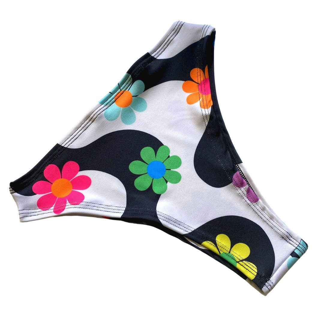 DAISY | High Waisted High Cut Bottoms, Festival Bottoms, Rave Bottoms, Black Rave Outfit