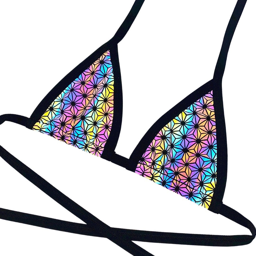 SACRED GEO | Reflective | Bikini Top, Women's Festival Top, Rave Top