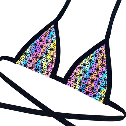 SACRED GEO | Reflective | Bikini Top, Women's Festival Top, Rave Top