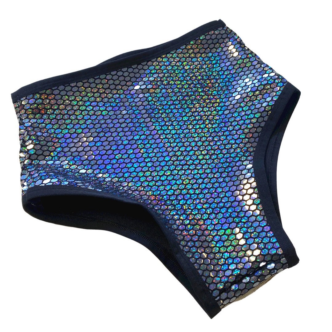 DISCO QUEEN | Black Holo | High Waisted Bottoms, Festival Bottoms, Rave Bottoms, Sparkle Rave Outfit