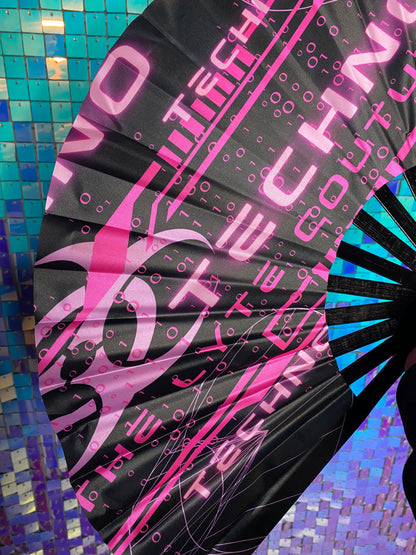 PINK TECHNO | Hand Fan, Rave Accessories, Festival Fan