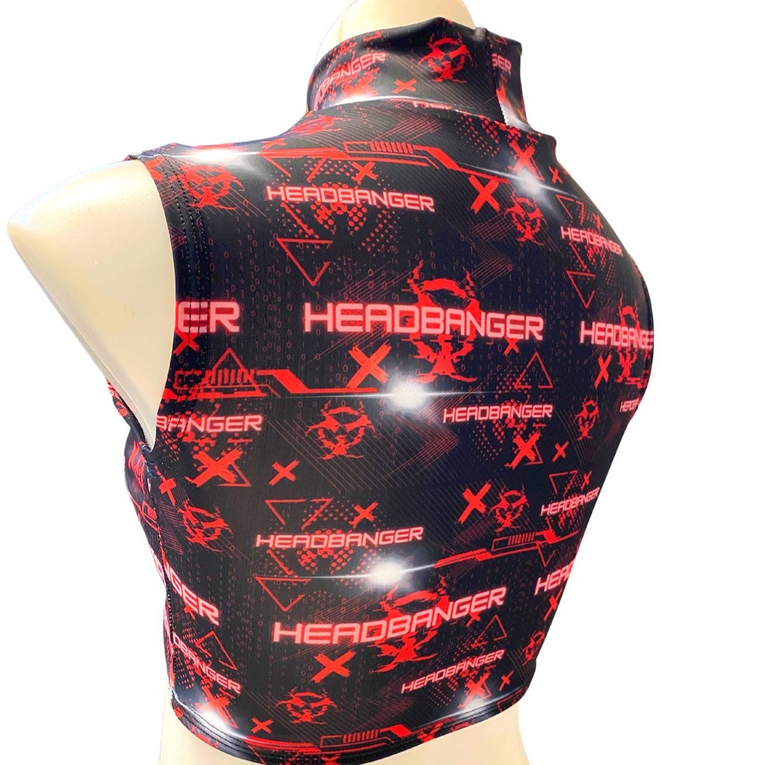 HEADBANGER | Underboob Mock Neck Crop Top Sleeveless , Women's Festival Top, Rave Top