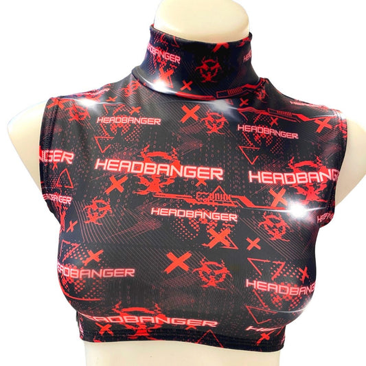 HEADBANGER | Underboob Mock Neck Crop Top Sleeveless , Women's Festival Top, Rave Top