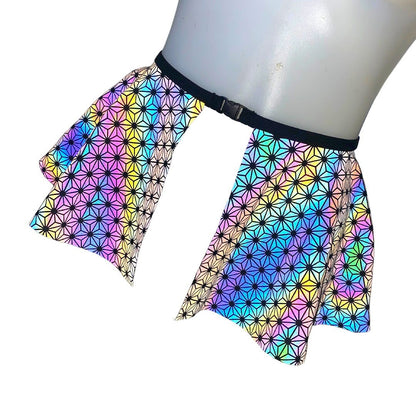 SACRED GEO | REFLECTIVE | Ultra Mini Buckle Skirt, Rave Skirt, Festival Bottom