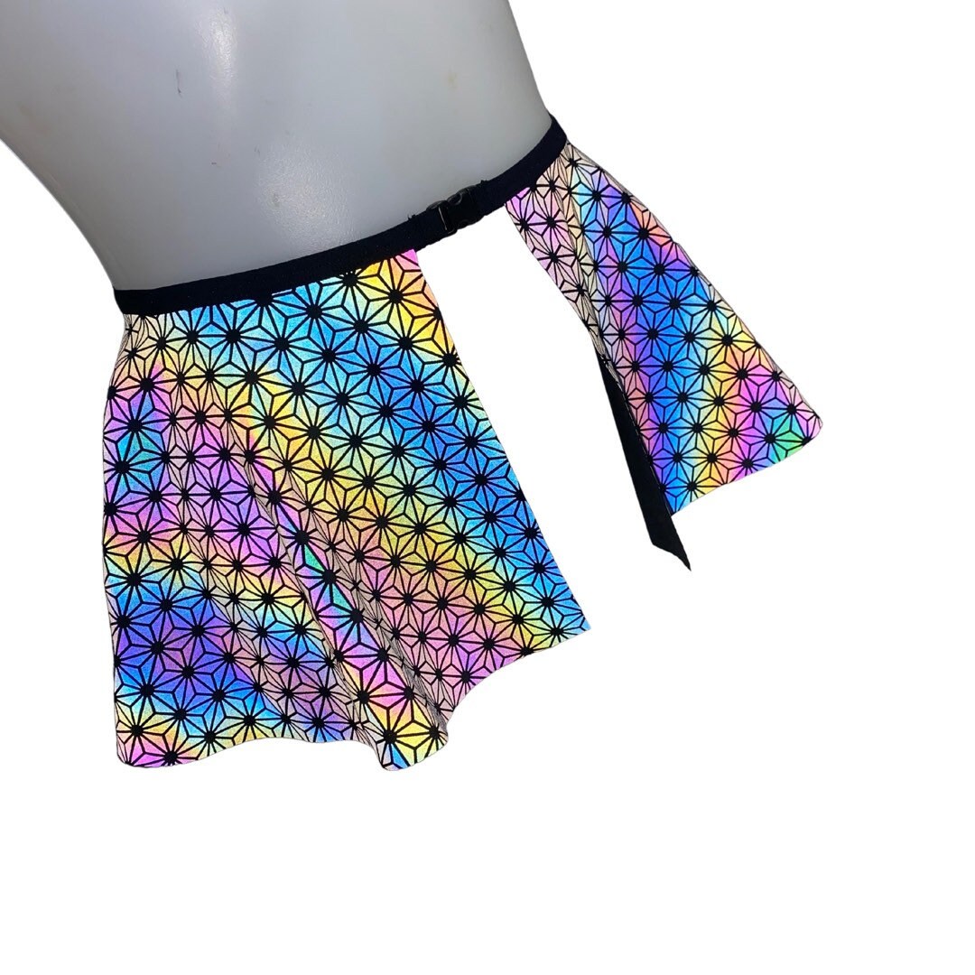 SACRED GEO | REFLECTIVE | Ultra Mini Buckle Skirt, Rave Skirt, Festival Bottom