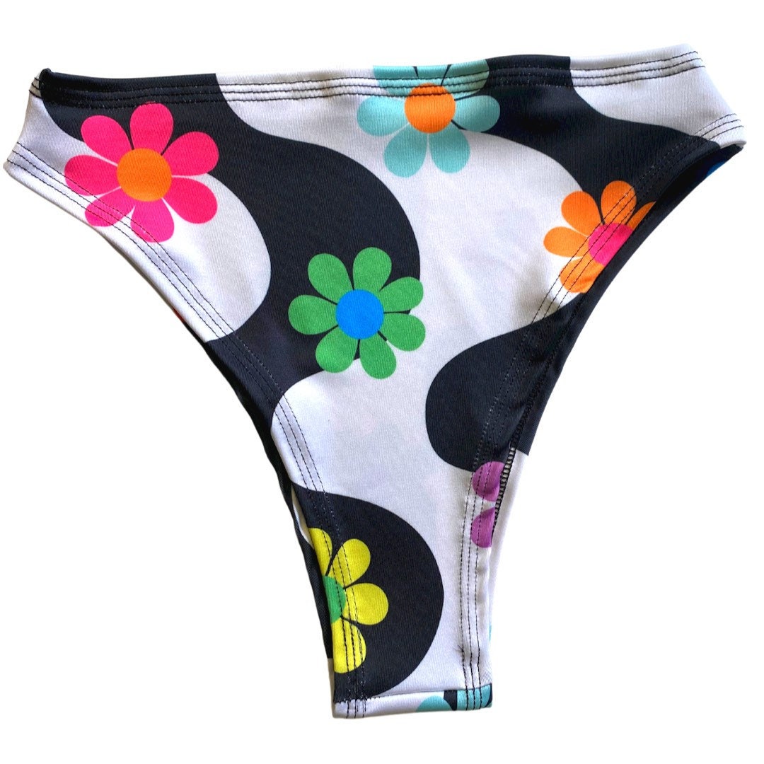 DAISY | High Waisted High Cut Bottoms, Festival Bottoms, Rave Bottoms, Black Rave Outfit