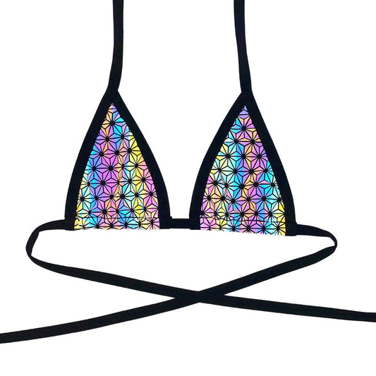 SACRED GEO | Reflective | Bikini Top, Women's Festival Top, Rave Top