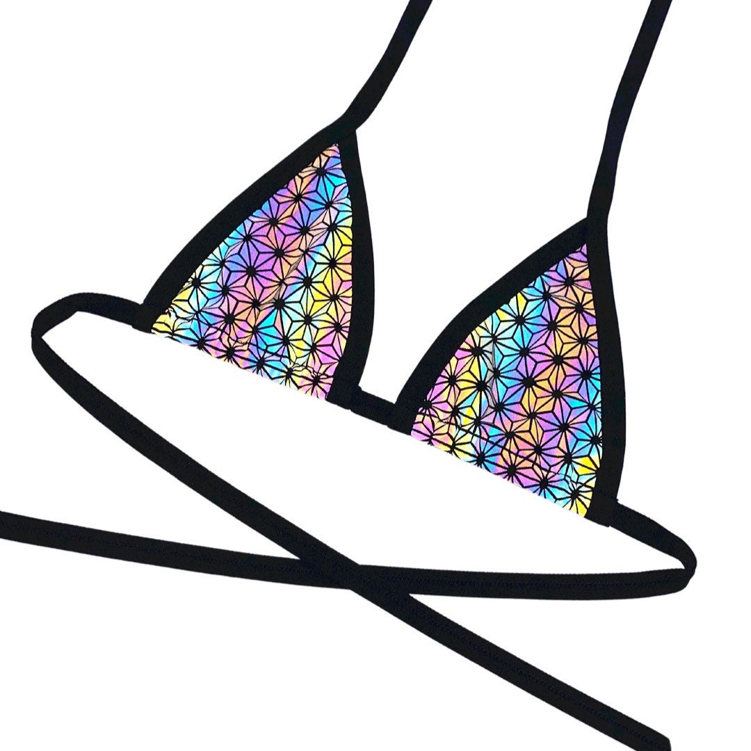 SACRED GEO | Reflective | Bikini Top, Women's Festival Top, Rave Top