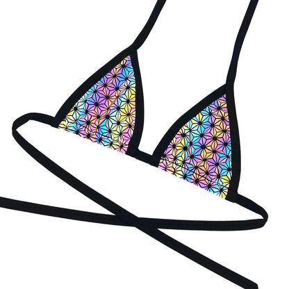 SACRED GEO | Reflective | Bikini Top, Women's Festival Top, Rave Top