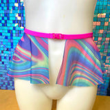 COSMIC SWIRL Mesh Ultra Mini Buckle Skirt, Rave Skirt, Festival Bott