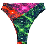 TRI COLOR | Cyber Grid | Ready to Ship | High Waisted High Cut Bottoms, Festival Bottoms, Rave Bottoms, Rainbow Rave Outfit