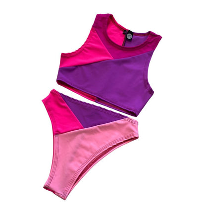 TRI COLOR| Pink | Ready To Ship | Limited Edition Sporty Crop Top, Women's Festival Top, Rave Top
