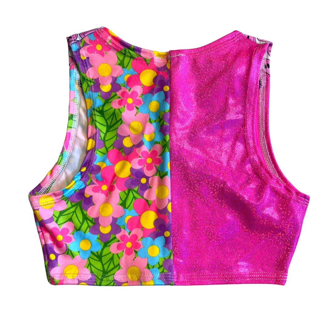 TRI COLOR|Happy Daisy | Ready To Ship | Limited Edition Sporty Crop Top, Women's Festival Top, Rave Top