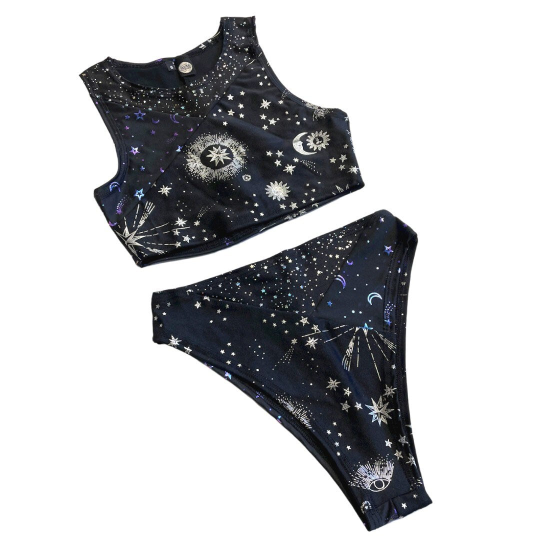 TRI COLOR| Luna | Ready to Ship | High Waisted High Cut Bottoms, Festival Bottoms, Rave Bottoms, Rainbow Rave Outfit