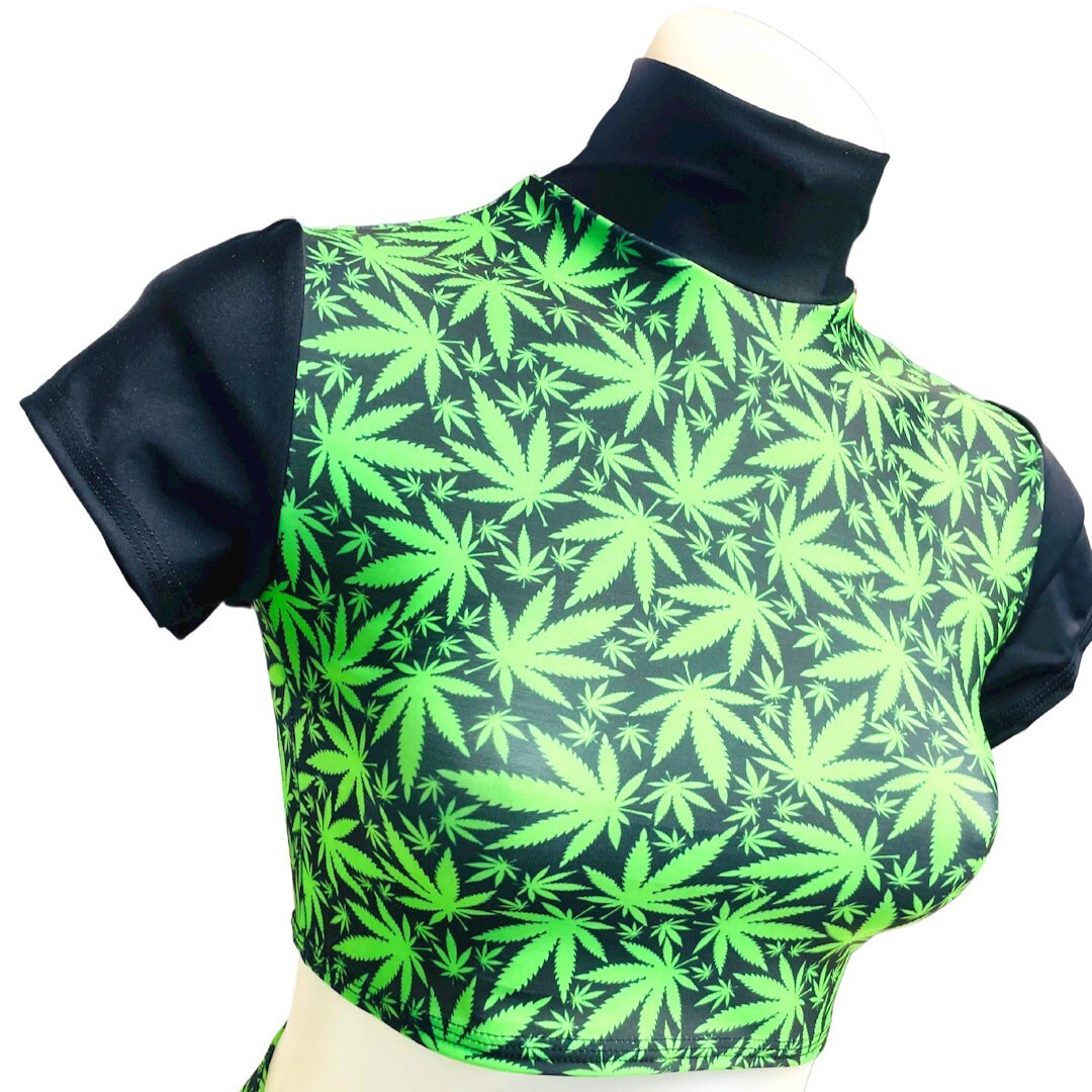PUFF PUFF | Underboob Mock Neck Crop Top, Women's Festival Top, Rave Top 420