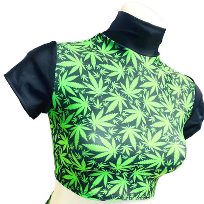 PUFF PUFF | Underboob Mock Neck Crop Top, Women's Festival Top, Rave Top 420
