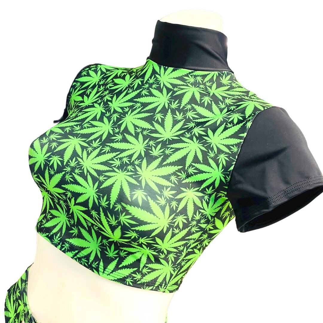 PUFF PUFF | Underboob Mock Neck Crop Top, Women's Festival Top, Rave Top 420