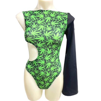 PUFF PUFF | Aria Cut-Out One Shoulder Bell Sleeve Bodysuit 420