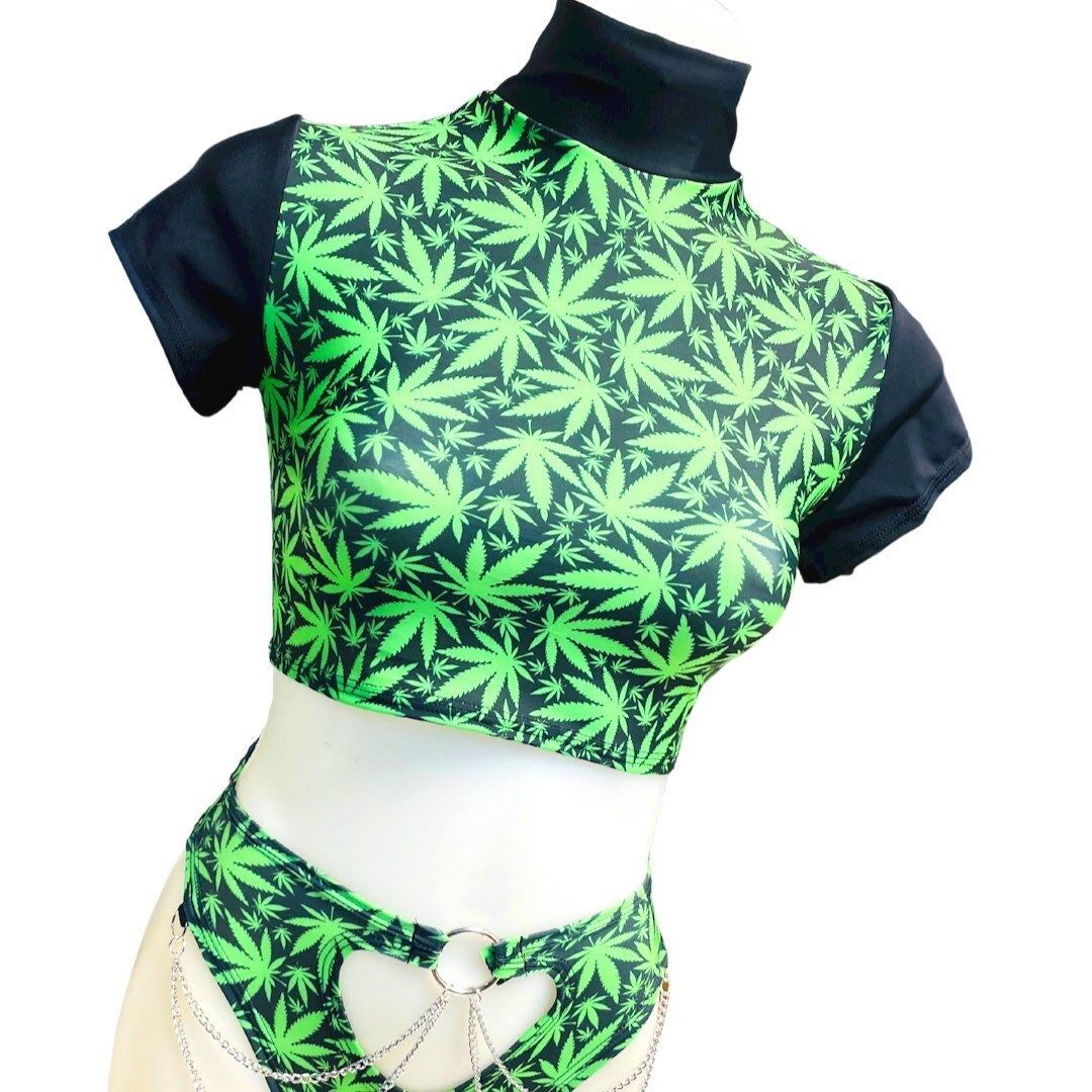 PUFF PUFF | Underboob Mock Neck Crop Top, Women's Festival Top, Rave Top 420